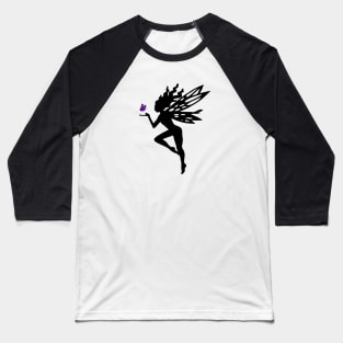 Fairy with Purple Butterfly Baseball T-Shirt